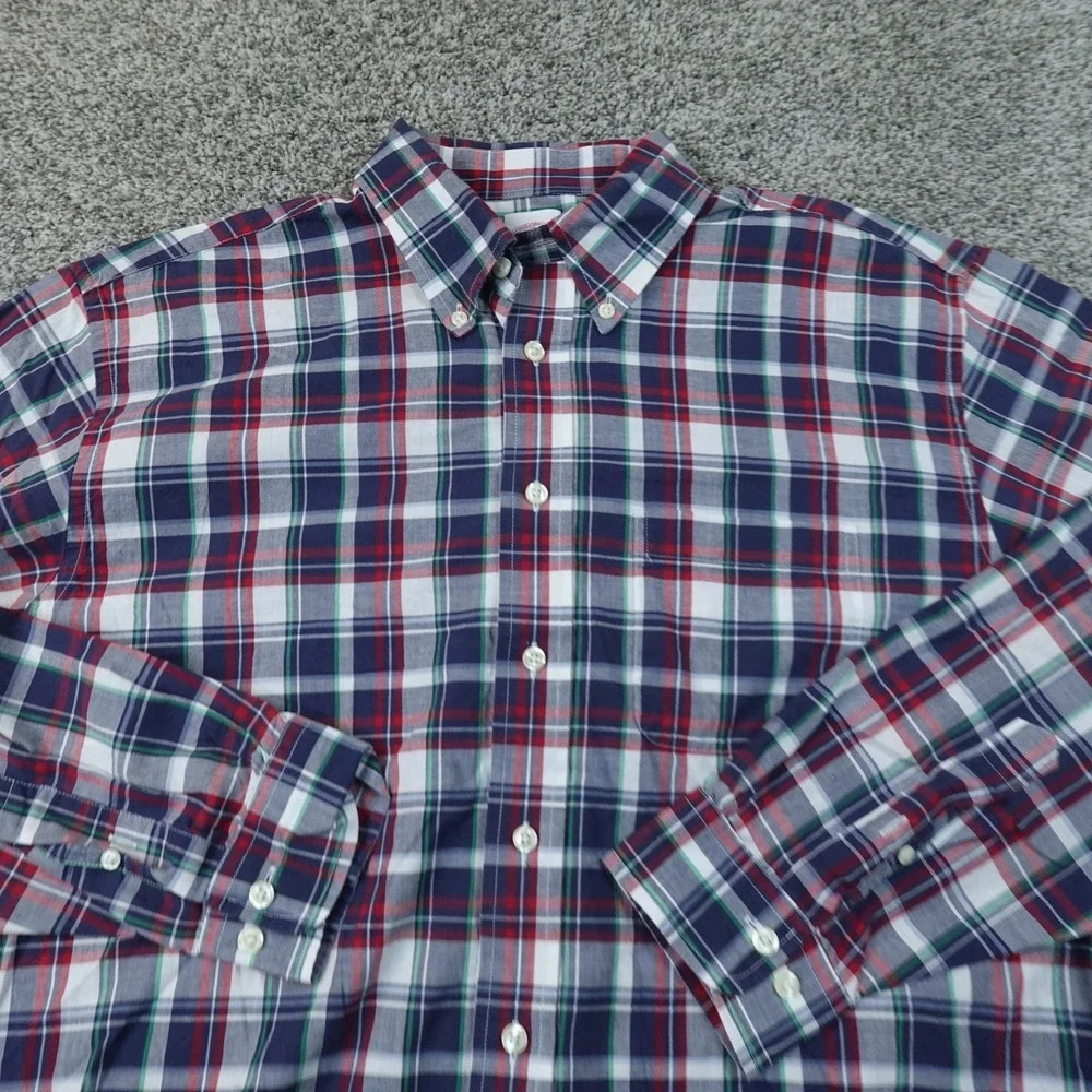 Brooks Brothers Shirt Mens L Blue Red Plaid 346 OCBD Long Sleeve Button Down Top